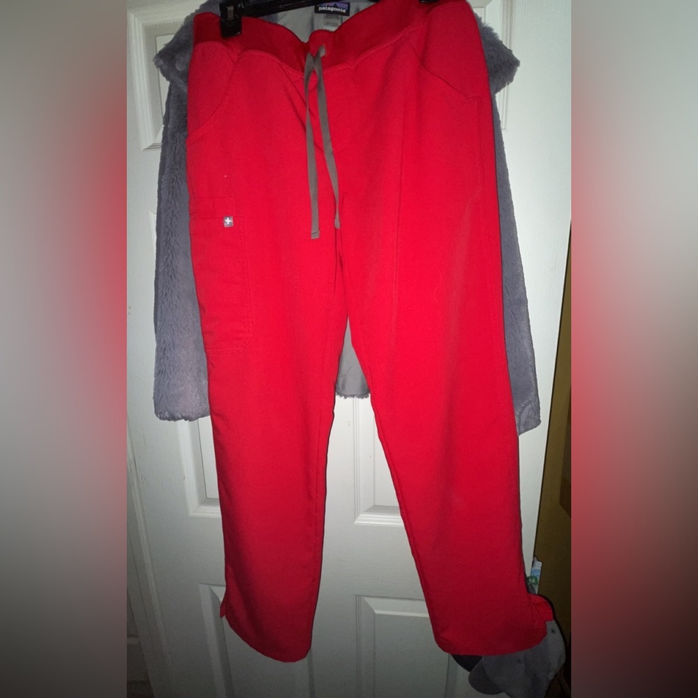 FIGS Kade pop red scrub pants